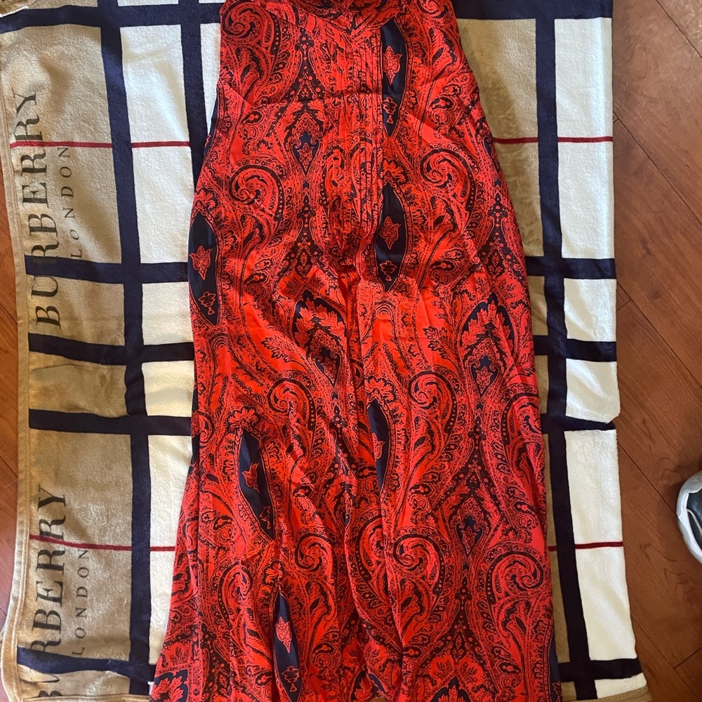 S.Deer Vibrant Red and Black Paisley Maxi dress